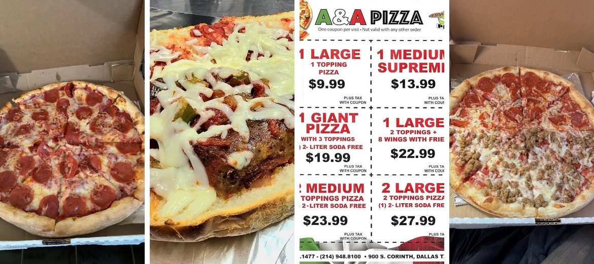 A & A Pizza Menu