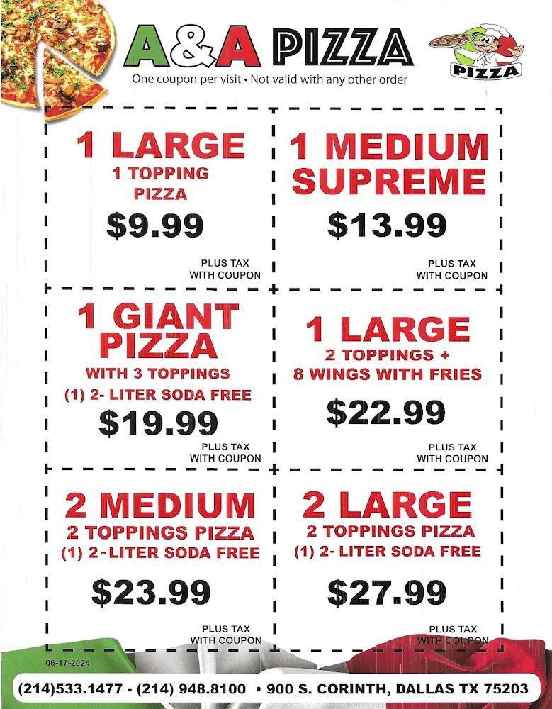 A & A Pizza Menu image 2
